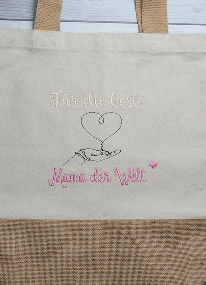 Juteshopper „Für die beste Mama der Welt Herzballon" - HANDMADEATELIER