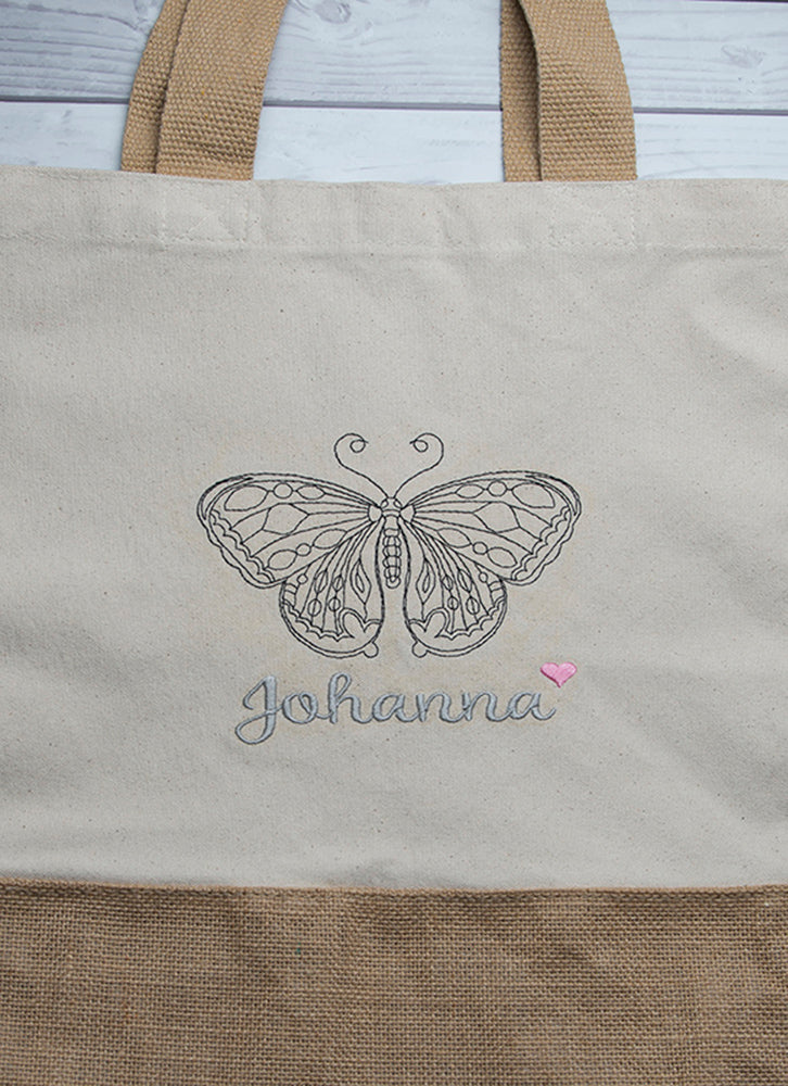 Juteshopper ,,Schmetterling mit Wunschnamen" - HANDMADEATELIER