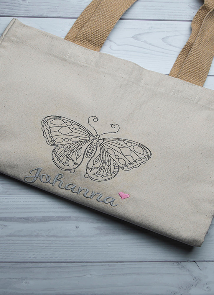 Juteshopper ,,Schmetterling mit Wunschnamen" - HANDMADEATELIER