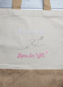 Juteshopper ,,Für die beste Mama der Welt Herzpfeil" - HANDMADEATELIER