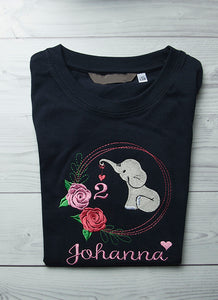 Kindershirt ,,Elefant im Rosenkranz" - HANDMADEATELIER