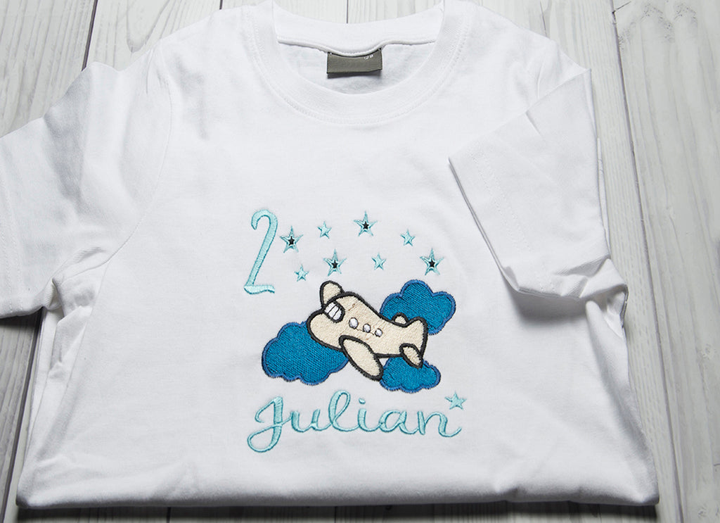 Kindershirt ,,Flugzeug mit Sternen" - HANDMADEATELIER