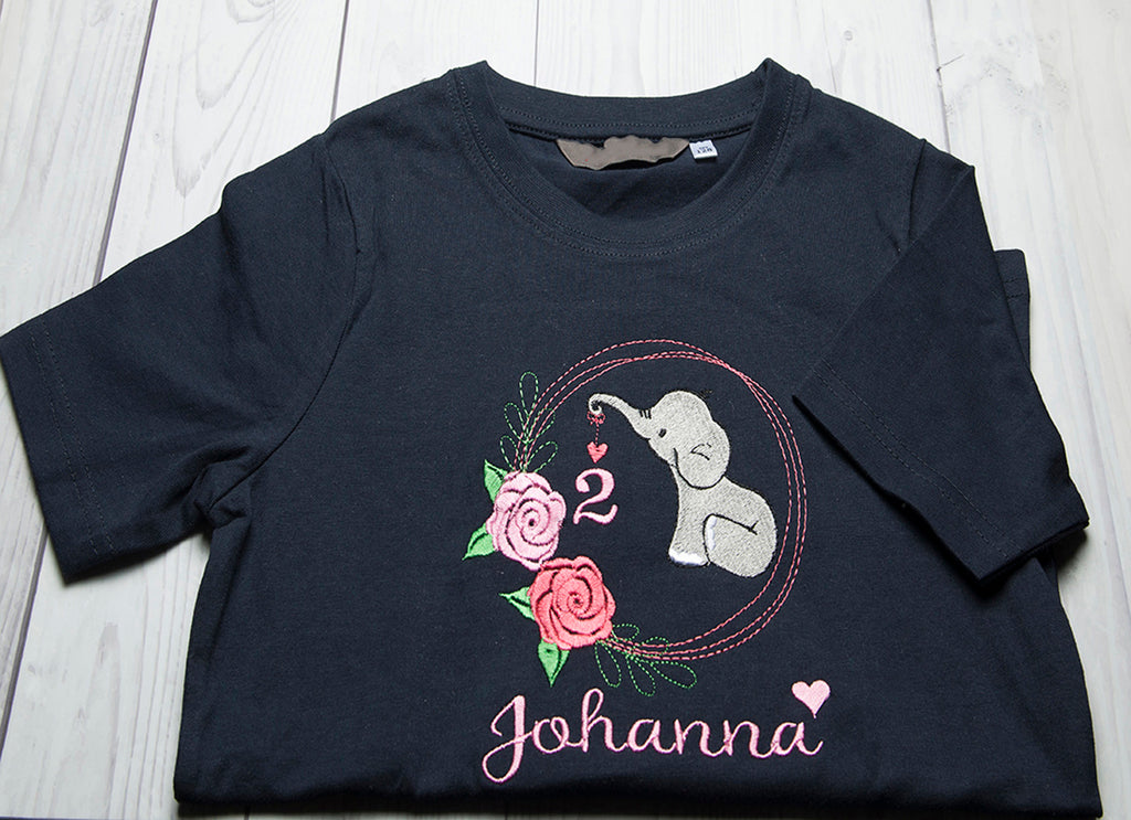 Kindershirt ,,Elefant im Rosenkranz" - HANDMADEATELIER