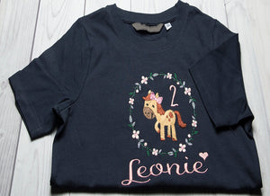 Kindershirt ,,Pony im Kranz" - HANDMADEATELIER